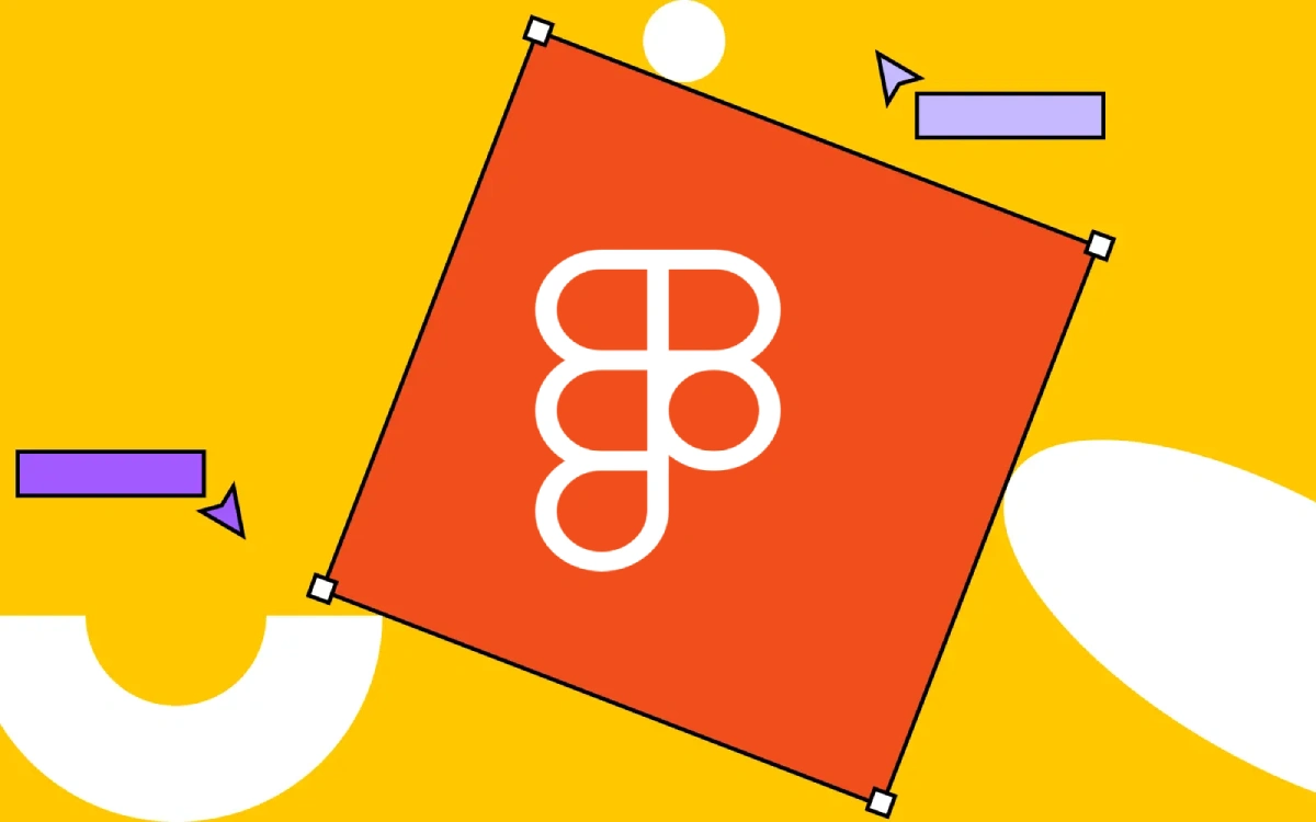 Figma illustration with logo centered in red box