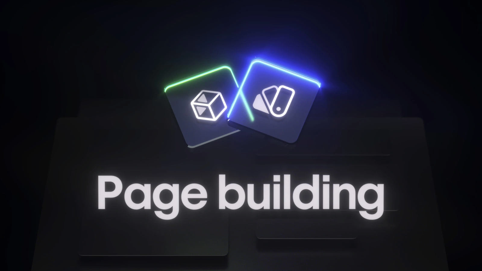 Webflow page building text and icon on black background