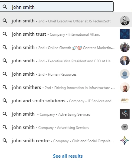 young-marketing-consulting-linkedin-best-practices-search-example How LinkedIn Search Appears