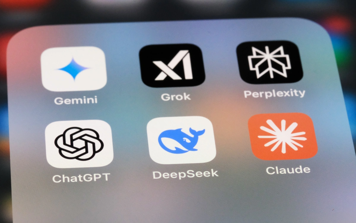 Screenshot of iphone screen showing multiple AI company apps