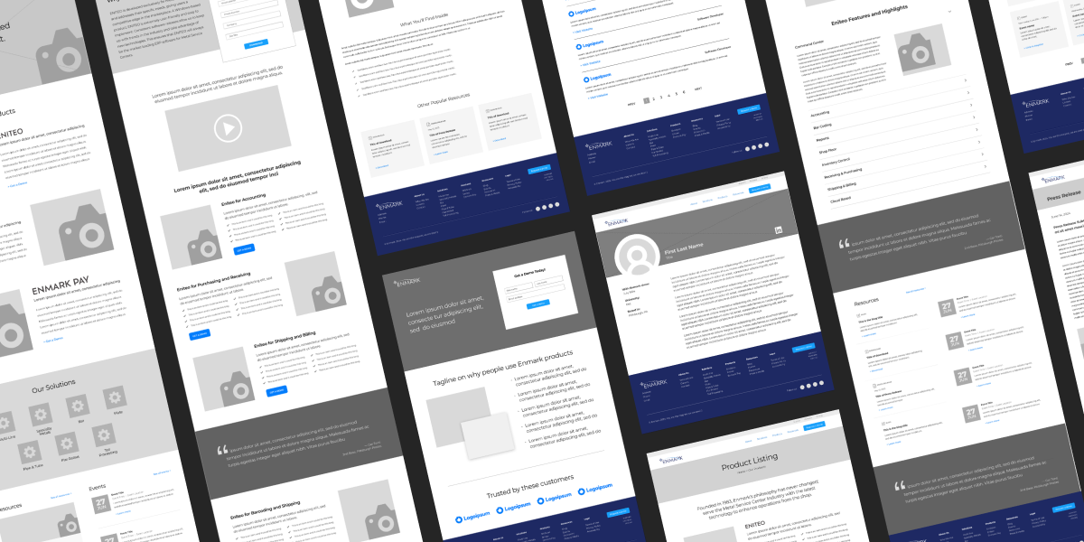 Wireframes 2 – Enmark Screenshot of All Enmark Wireframes