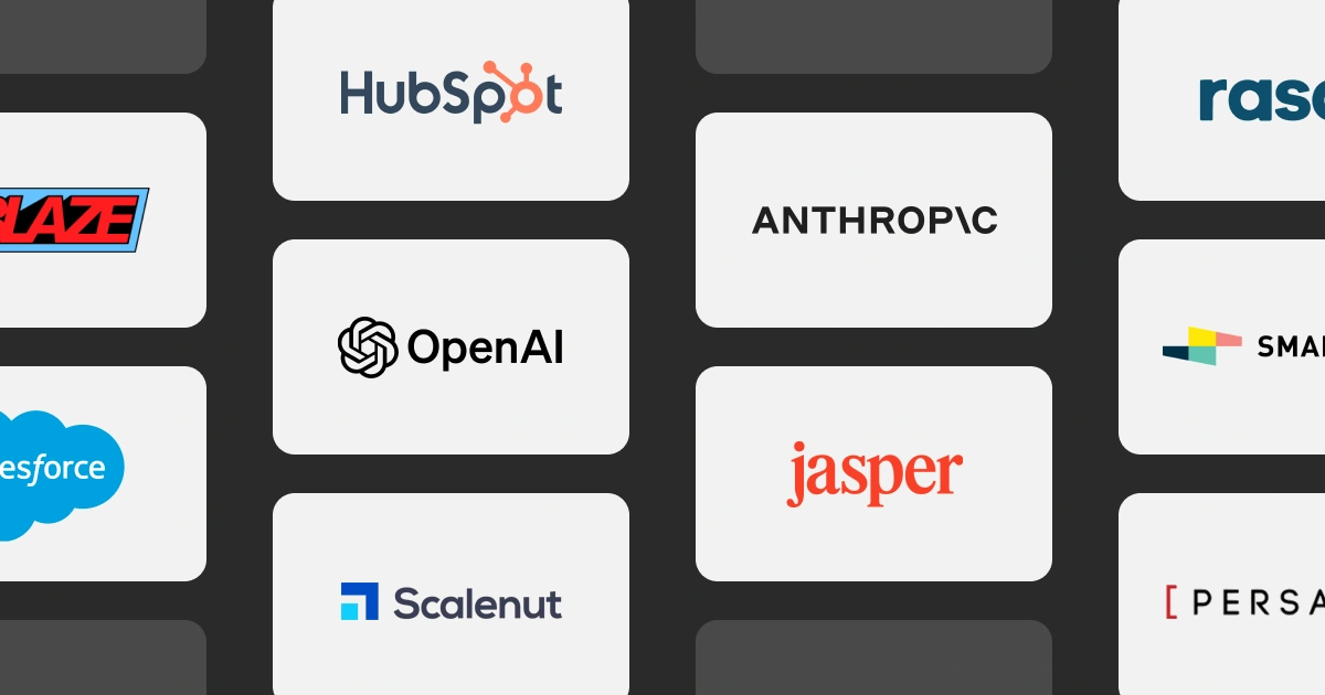 Image showing logos of various AI marketing tools